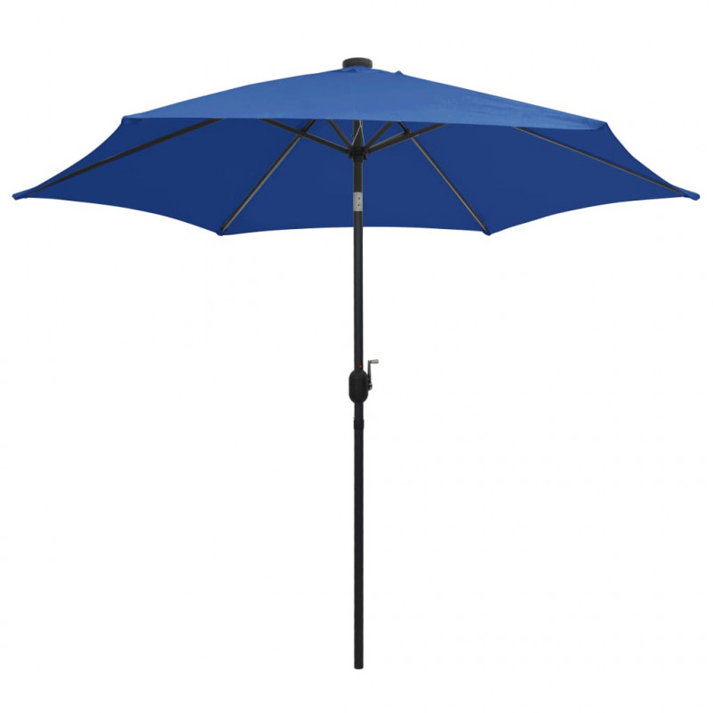 Parasol ogrodowy z LED i aluminiowym słupkiem 300 cm, niebieski