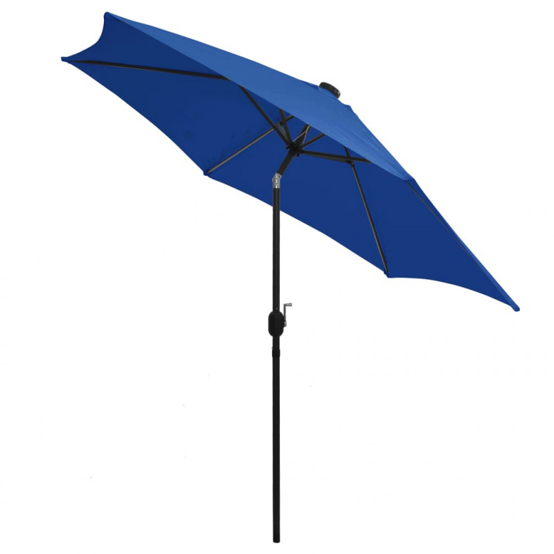 Parasol ogrodowy z LED i aluminiowym słupkiem 300 cm, niebieski