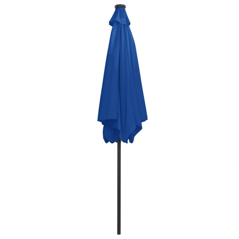 Parasol ogrodowy z LED i aluminiowym słupkiem 300 cm, niebieski