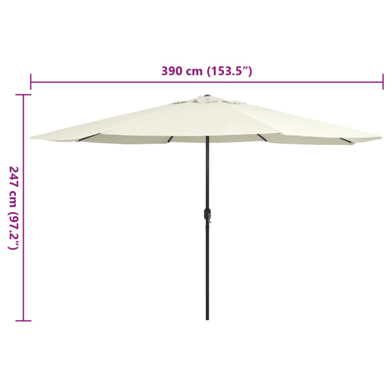 Parasol ogrodowy na metalowym słupku, 390 cm, piaskowy