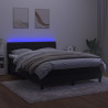 Łóżko kontynentalne z materacem i LED, czarny aksamit 140x190cm
