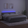 Łóżko kontynentalne z materacem i LED, szare 180x200cm, aksamit