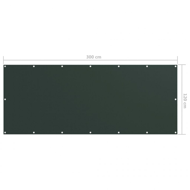 Parawan balkonowy, ciemnozielony, 120x300 cm, tkanina Oxford