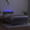Łóżko kontynentalne z materacem i LED, szare 90x200 cm, aksamit