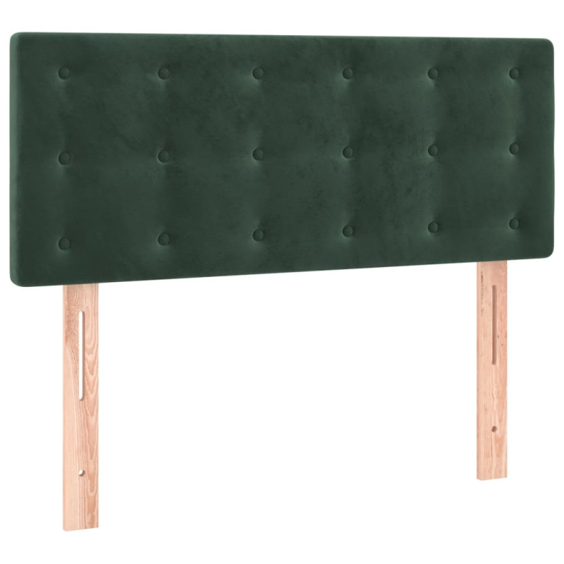 Łóżko kontynentalne z materacem i LED zielony aksamit 90x200 cm