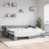 Sofa rozsuwana z materacami, jasnoszara, 90x200 cm, tkanina