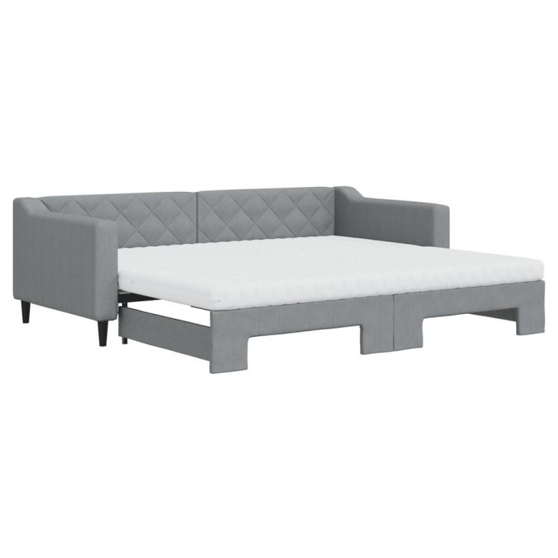 Sofa rozsuwana z materacami, jasnoszara, 90x200 cm, tkanina