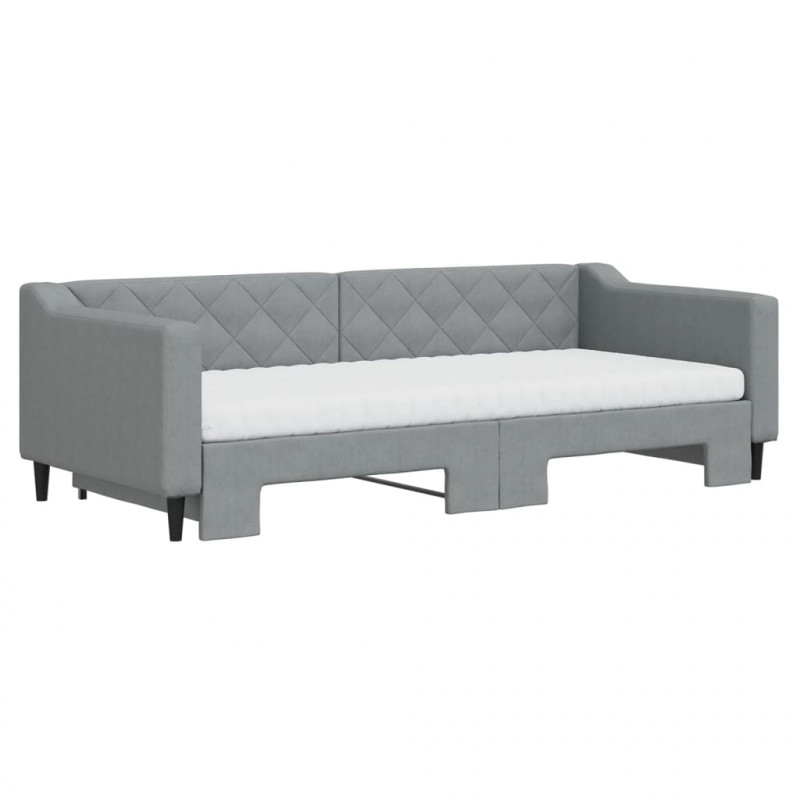 Sofa rozsuwana z materacami, jasnoszara, 90x200 cm, tkanina