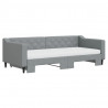 Sofa rozsuwana z materacami, jasnoszara, 90x200 cm, tkanina