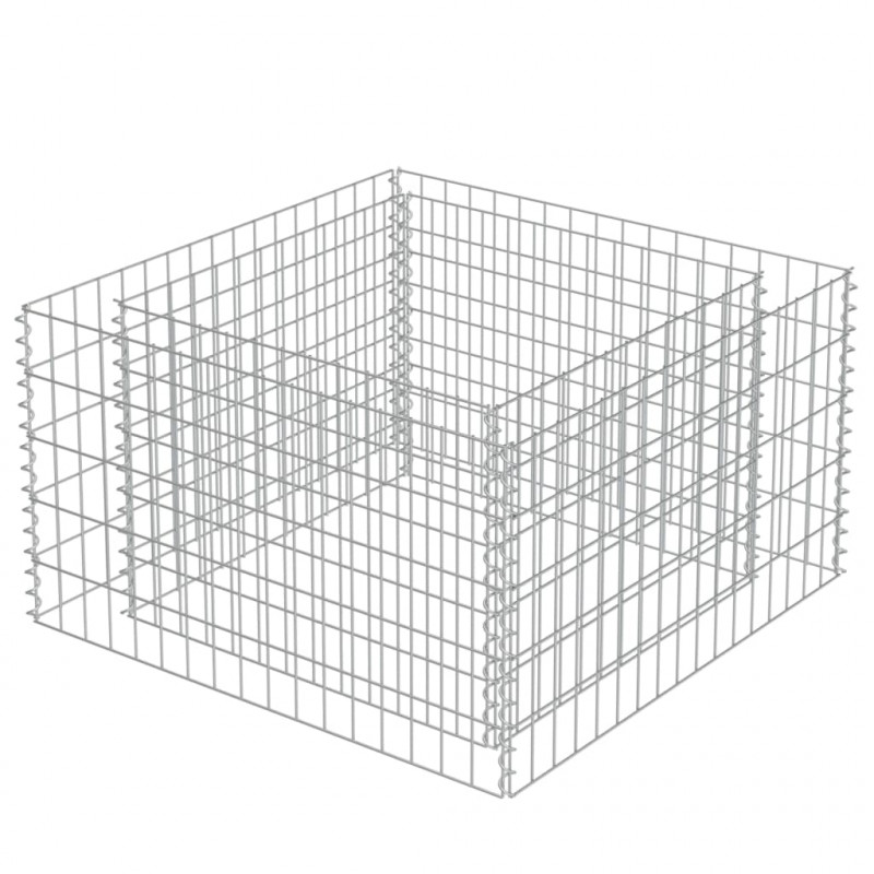 Podwyższona donica gabionowa, galwanizowana stal, 90x90x50 cm