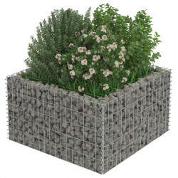 Podwyższona donica gabionowa, galwanizowana stal, 90x90x50 cm