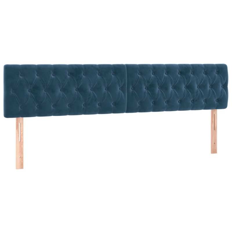 Łóżko kontynentalne, materac i LED, niebieski aksamit 200x200cm