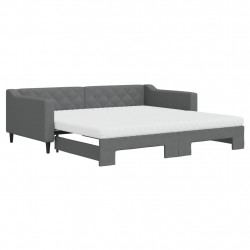Sofa rozsuwana z materacami, ciemnoszara, 100x200 cm, tkanina