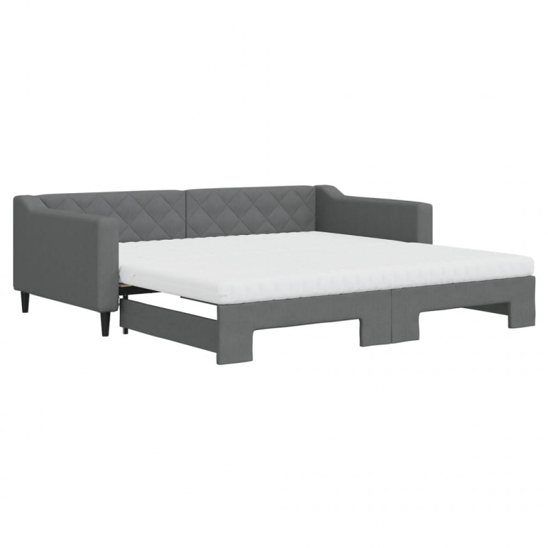 Sofa rozsuwana z materacami, ciemnoszara, 100x200 cm, tkanina