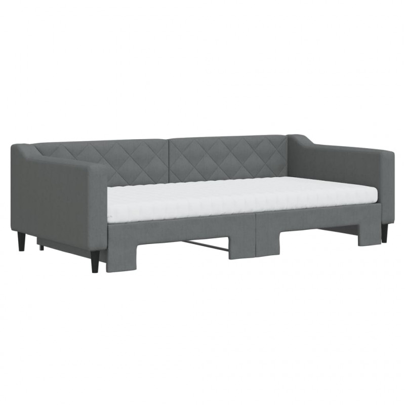 Sofa rozsuwana z materacami, ciemnoszara, 100x200 cm, tkanina