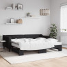 Sofa rozsuwana z materacami, czarna, 90x200 cm, tkanina