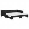 Sofa rozsuwana z materacami, czarna, 90x200 cm, tkanina