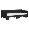 Sofa rozsuwana z materacami, czarna, 90x200 cm, tkanina