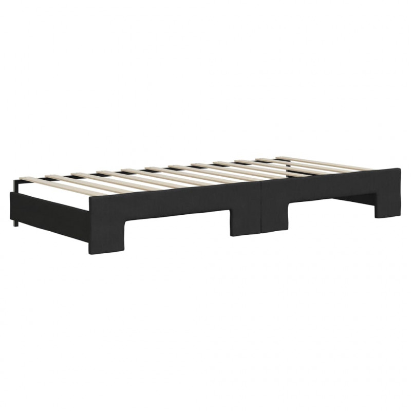 Sofa rozsuwana z materacami, czarna, 90x200 cm, tkanina