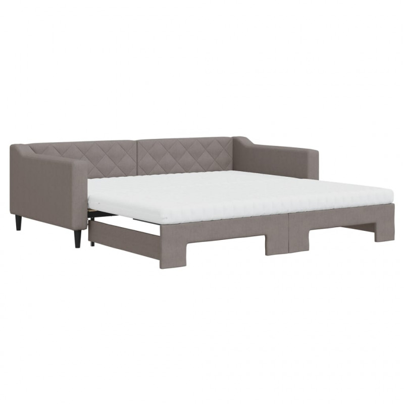 Sofa rozsuwana z materacami, kolor taupe, 100x200 cm, tkanina