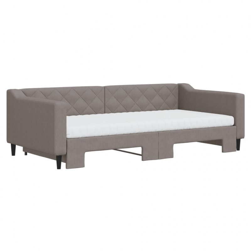 Sofa rozsuwana z materacami, kolor taupe, 100x200 cm, tkanina