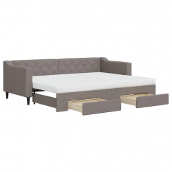 Sofa rozsuwana z szufladami, taupe, 80x200 cm, tkanina
