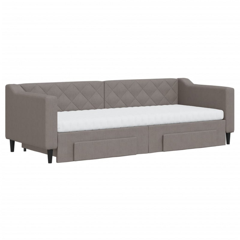 Sofa rozsuwana z szufladami, taupe, 80x200 cm, tkanina