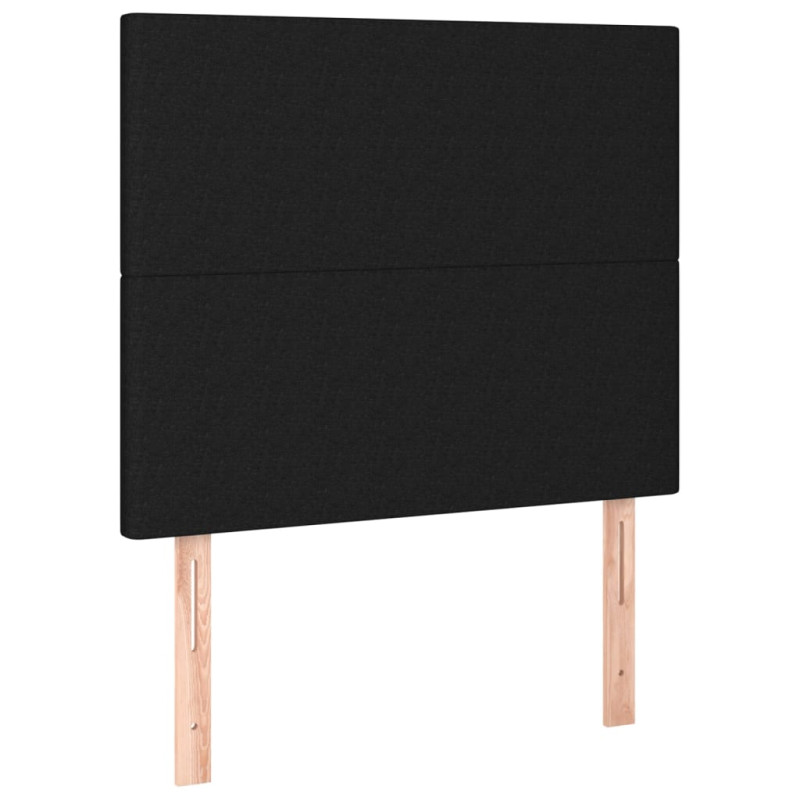 Łóżko kontynentalne z materacem, czarne, 90x200 cm, tkanina