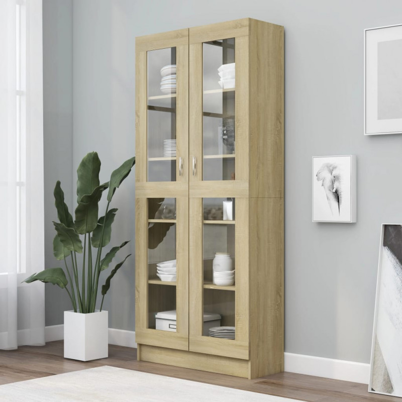 Witryna, dąb sonoma 82,5x30,5x185,5 cm, materiał drewnopochodny