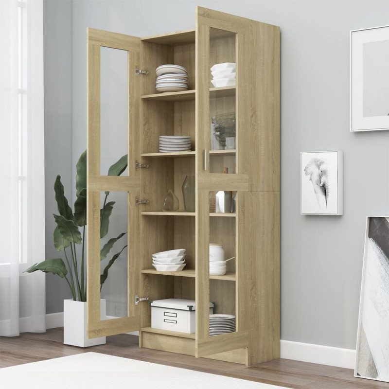 Witryna, dąb sonoma 82,5x30,5x185,5 cm, materiał drewnopochodny