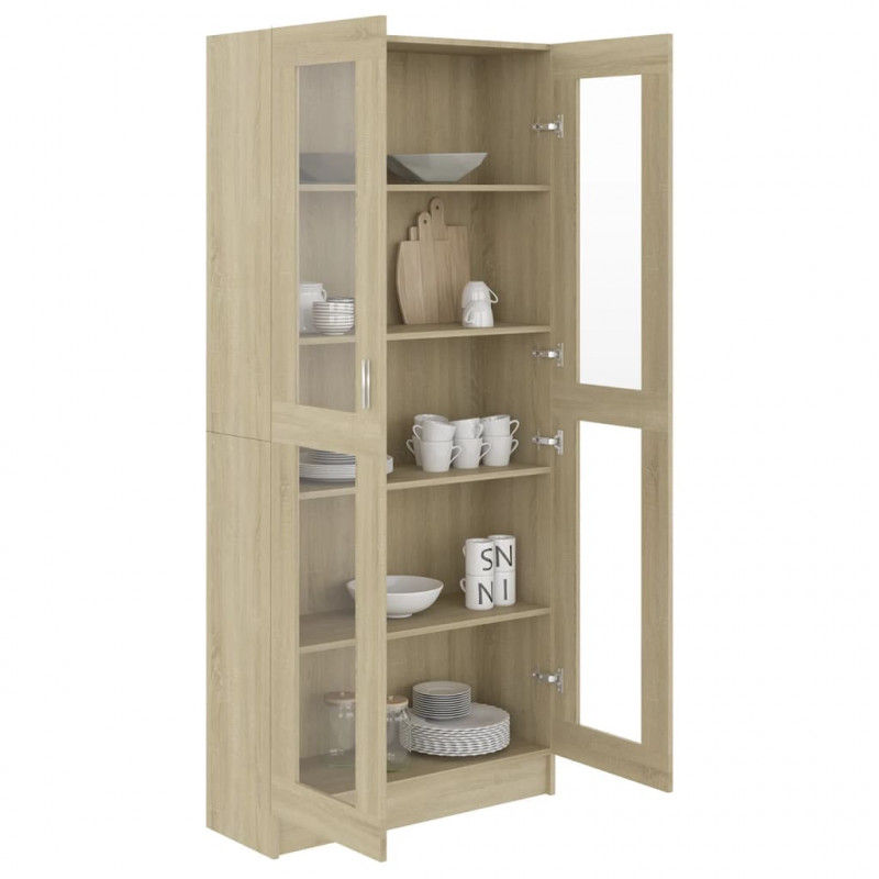 Witryna, dąb sonoma 82,5x30,5x185,5 cm, materiał drewnopochodny