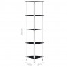5-poziomowa półka, czarna, 30x30x130 cm, szkło hartowane