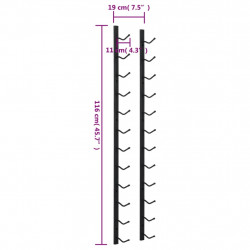 Ścienny stojak na 12 butelek wina, czarny, żelazny