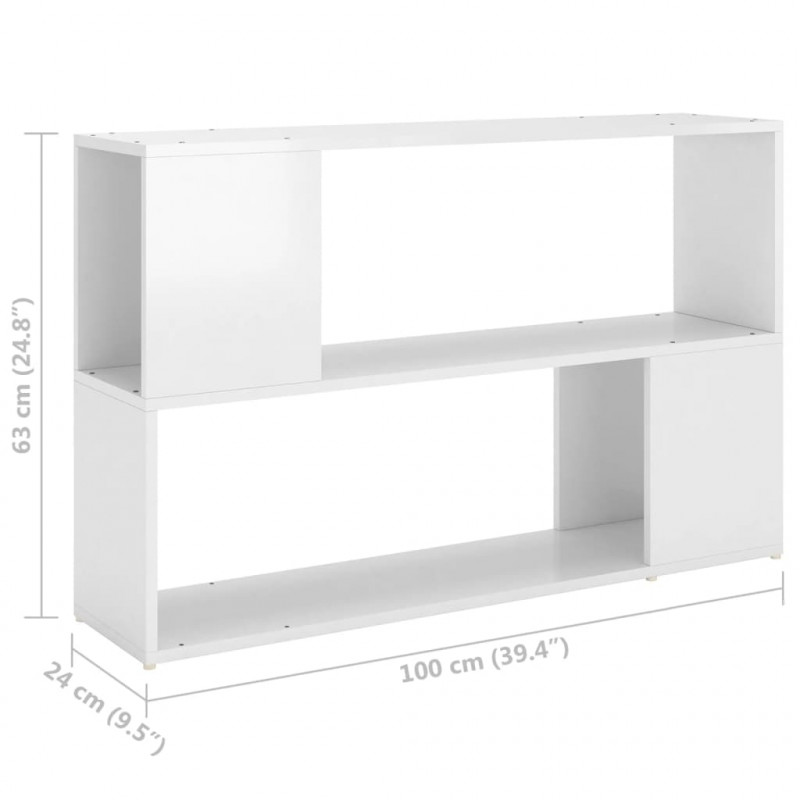 Regał na książki, biały z połyskiem, 100x24x63 cm