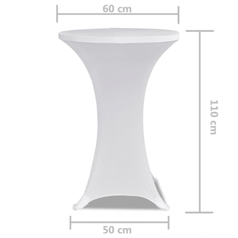 Obrus na stół barowy Ø 60 cm, biały, elastyczny, 2 szt.