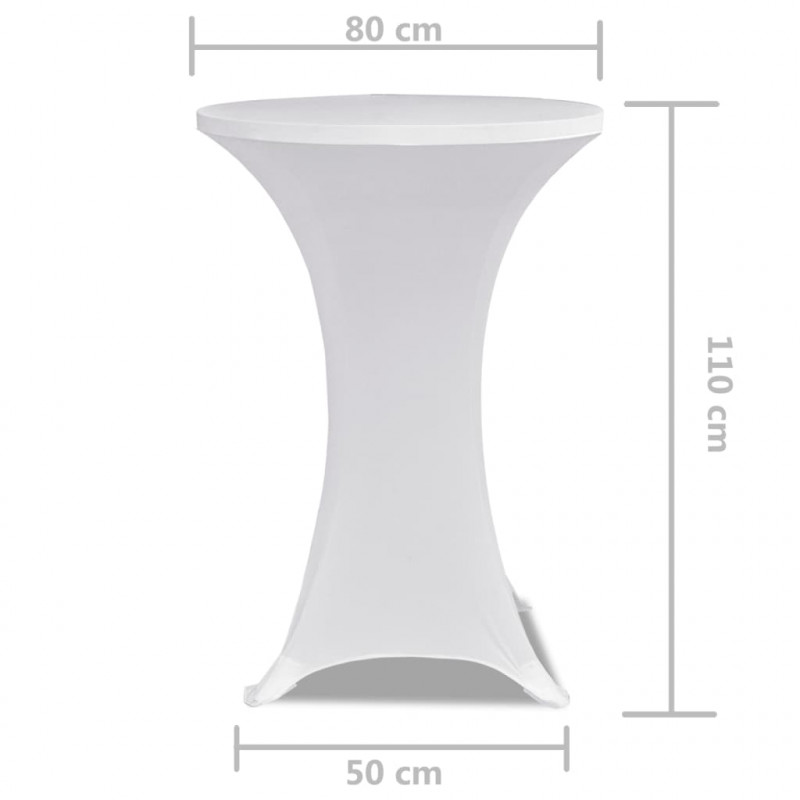 Obrus na stół barowy Ø 80 cm, biały, elastyczny, 2 szt.