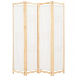 Parawan 4-panelowy, kremowy, 160x170x4 cm, tkanina