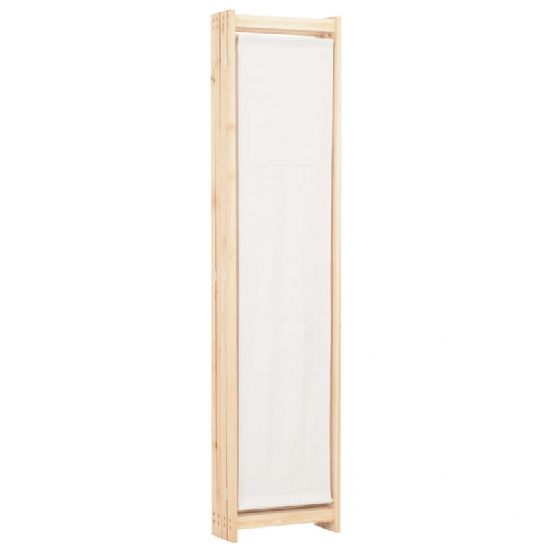 Parawan 4-panelowy, kremowy, 160x170x4 cm, tkanina