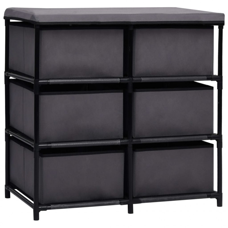 Szafka z 6 szufladami, 55x29x55 cm, szara, stal
