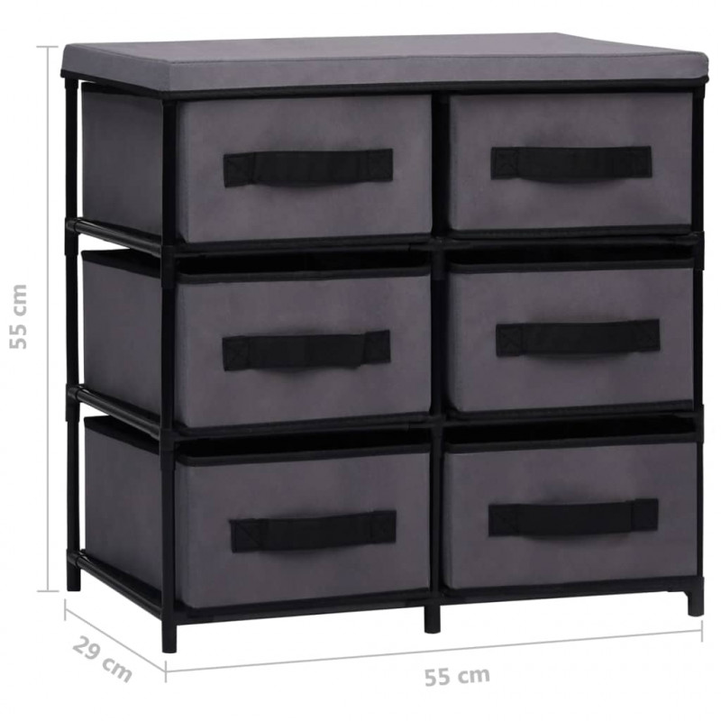 Szafka z 6 szufladami, 55x29x55 cm, szara, stal