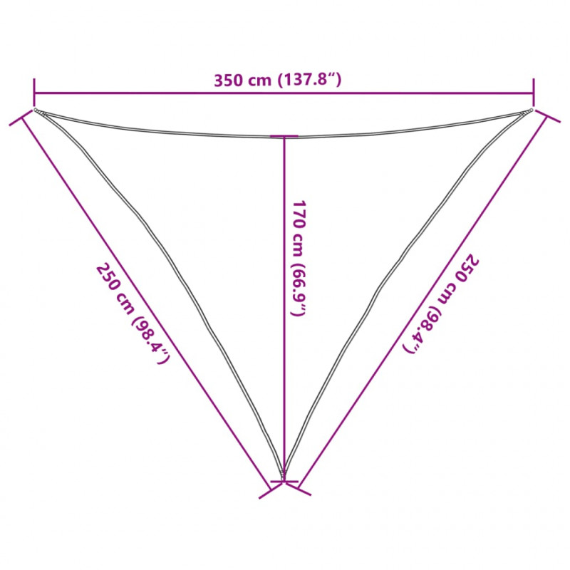 Żagiel przeciwsłoneczny, 160 g/m², biały, 2,5x2,5x3,5 m, HDPE