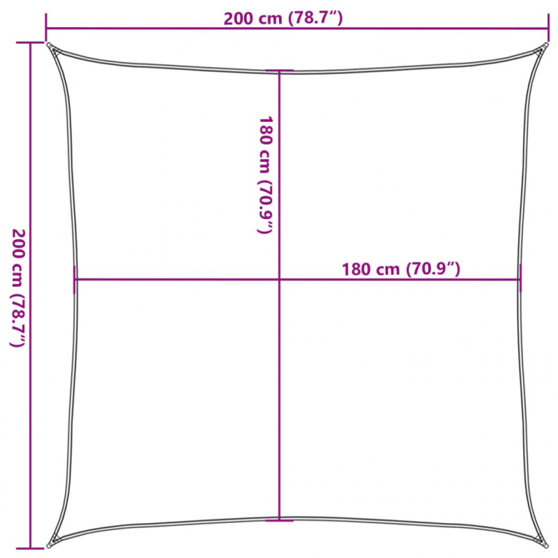 Żagiel przeciwsłoneczny, 160 g/m², jasnozielony, 2x2 m, HDPE
