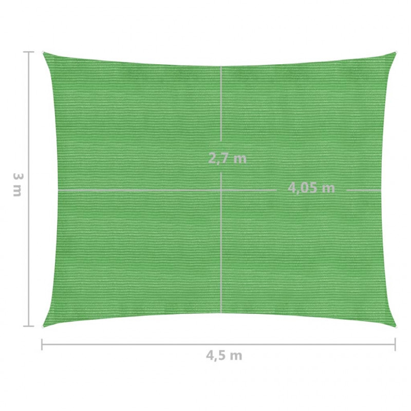 Żagiel przeciwsłoneczny, 160 g/m², jasnozielony, 3x4,5 m, HDPE