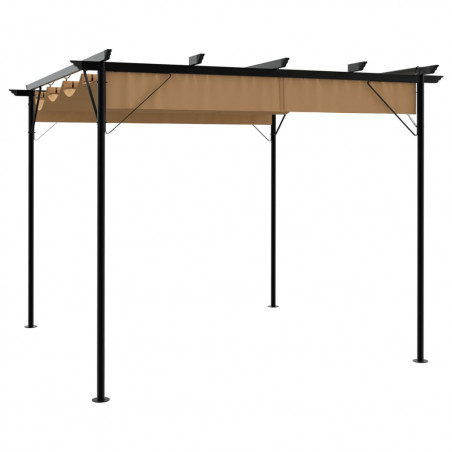 Pergola ogrodowa ze zwijanym dachem, taupe, 3x3 m, 180 g/m²