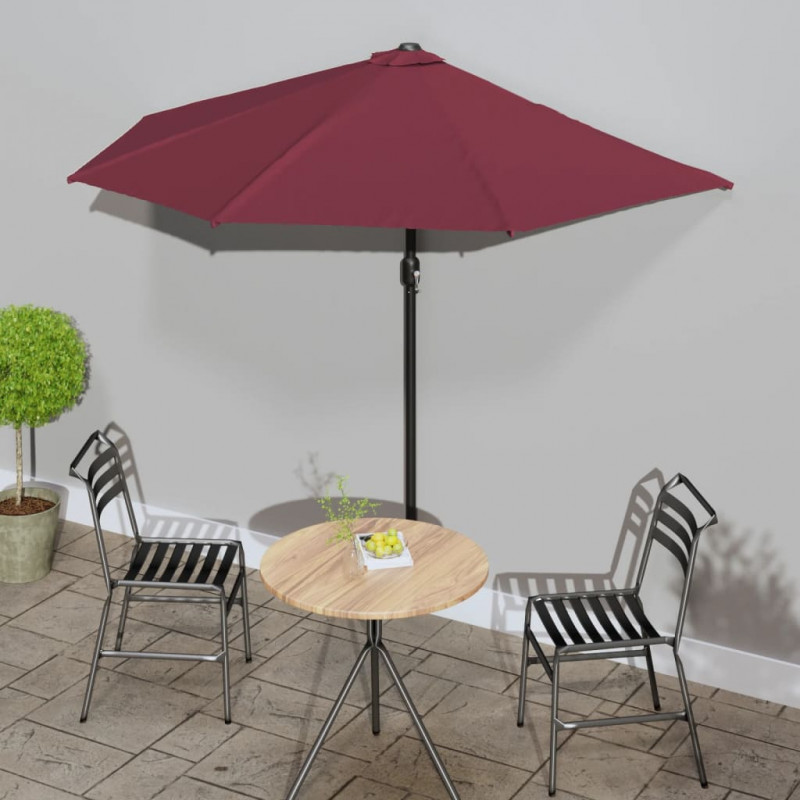 Półparasol balkonowy, aluminium, bordo, 270x144x222 cm