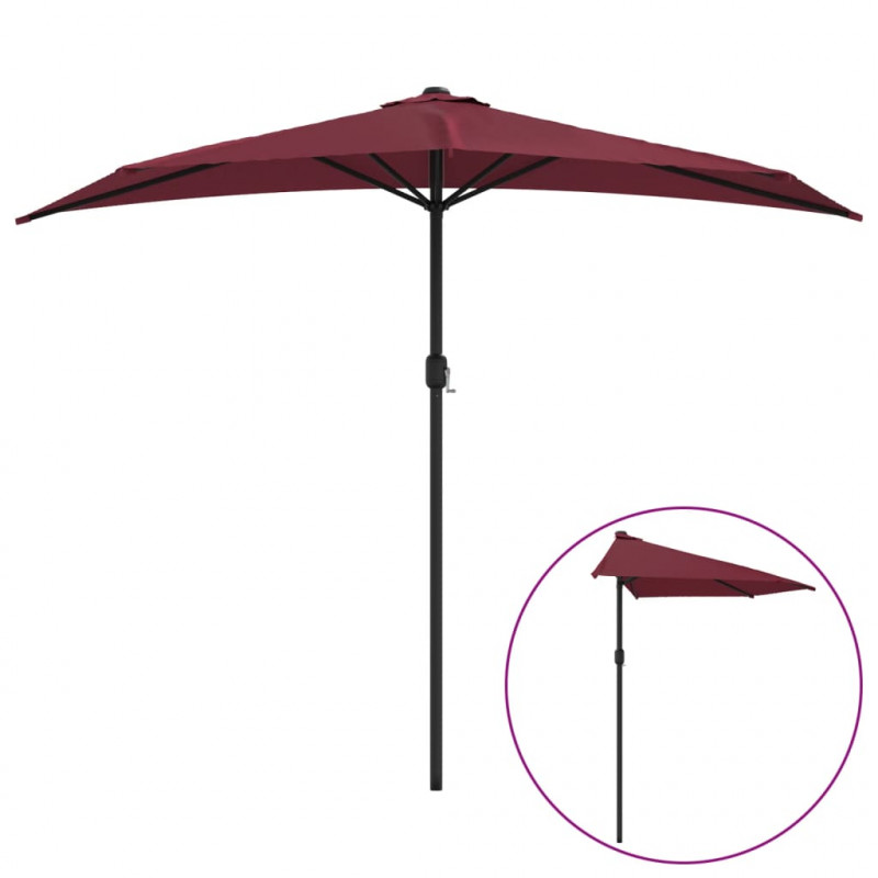 Półparasol balkonowy, aluminium, bordo, 270x144x222 cm
