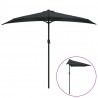 Półparasol balkonowy, aluminiowy słupek, czarny, 270x144x222 cm