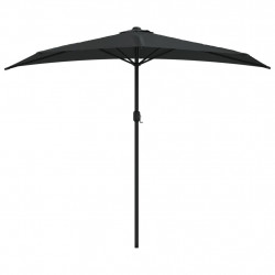 Półparasol balkonowy, aluminiowy słupek, czarny, 270x144x222 cm
