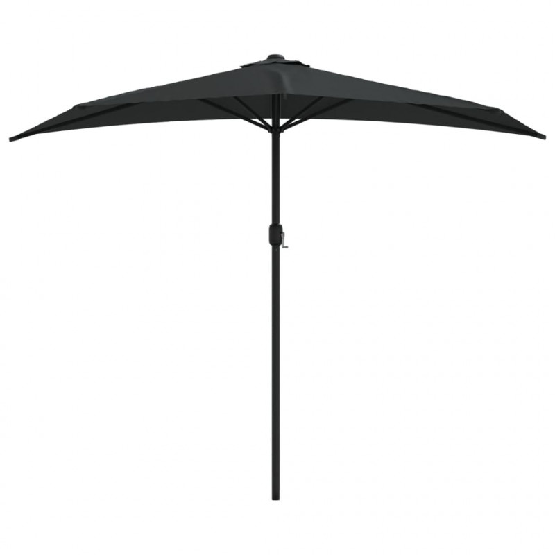 Półparasol balkonowy, aluminiowy słupek, czarny, 270x144x222 cm