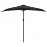 Półparasol balkonowy, aluminiowy słupek, czarny, 270x144x222 cm